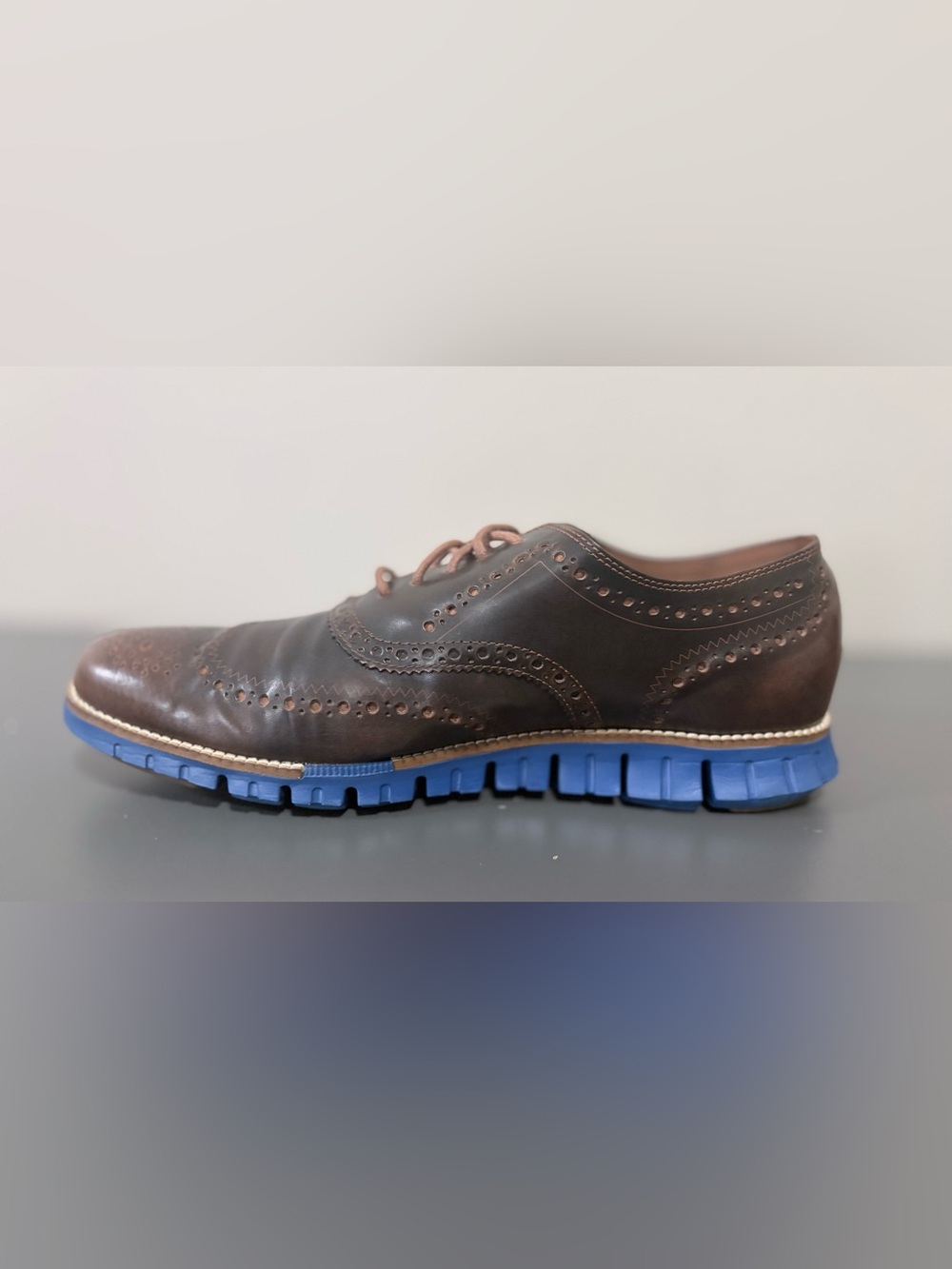 Cole Haan Zerogrand Wingtip Oxford Shoes Men’s Size 12 Brown Leather Blue Sole - Picture 3 of 11